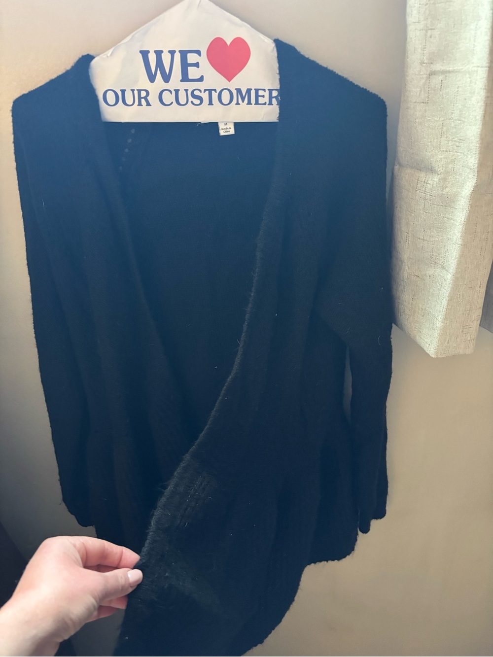Elle Black Open-Front Lightweight Cardigan